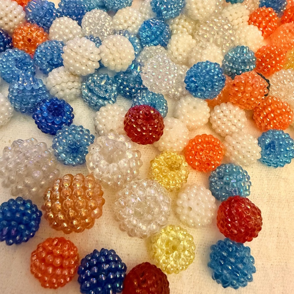Assorted Beaded Bubble Cabochons - Multi Color